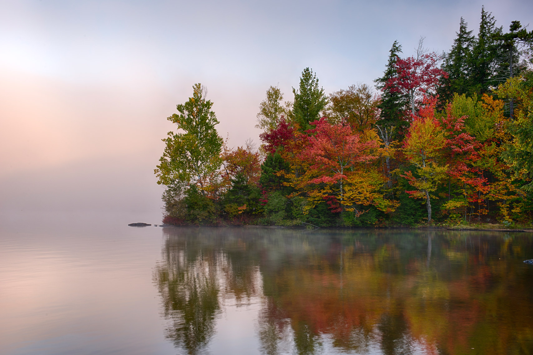 Autumn Morning on Seventh Lake, Adirondack Mountains, New York State